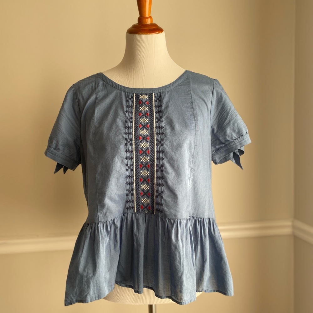 SOLD J Crew tie sleeve cotton peasant top size 12